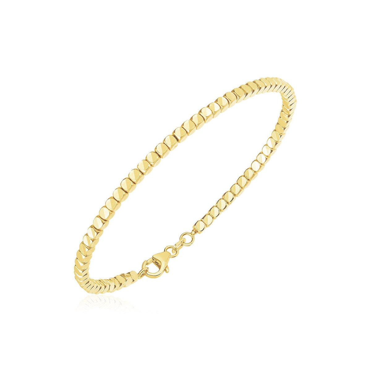 14k yellow gold high polish bead cuff bangle, 6.75 inch by Avera Group