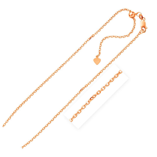 Sterling Silver Rose Finish 1.5mm Adjustable Cable Chain by Avera Group