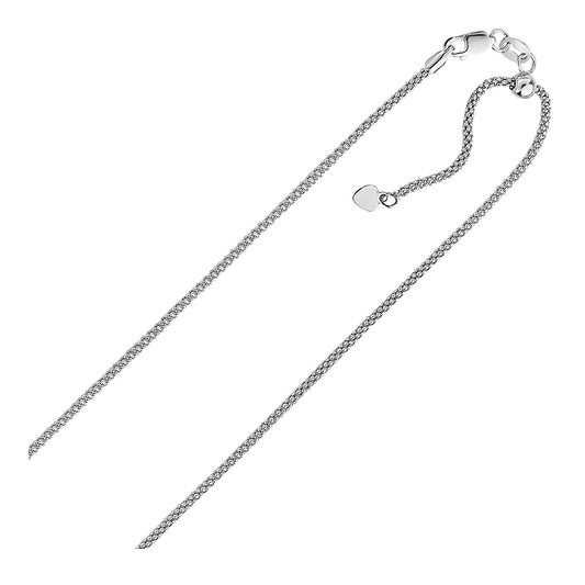 Sterling Silver 0.8mm Adjustable Popcorn Chain by Avera Group