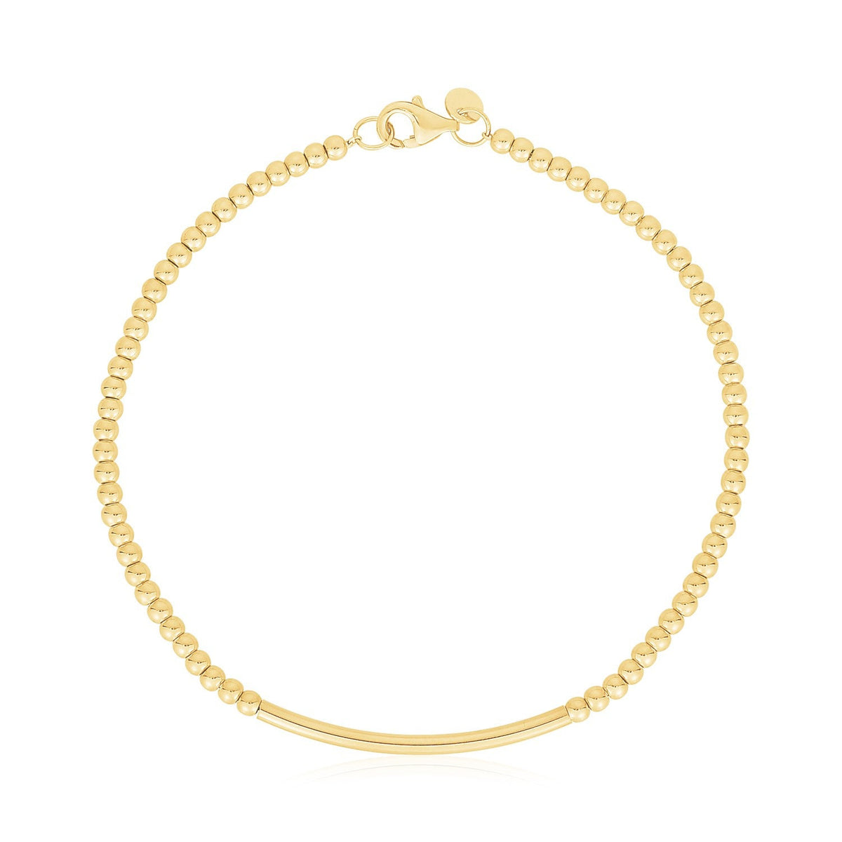14k yellow gold high polish bead bar bracelet, 2.50mm by Avera Group