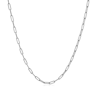 14k white gold fine paperclip chain, 1.50mm, Avera Group, view 2