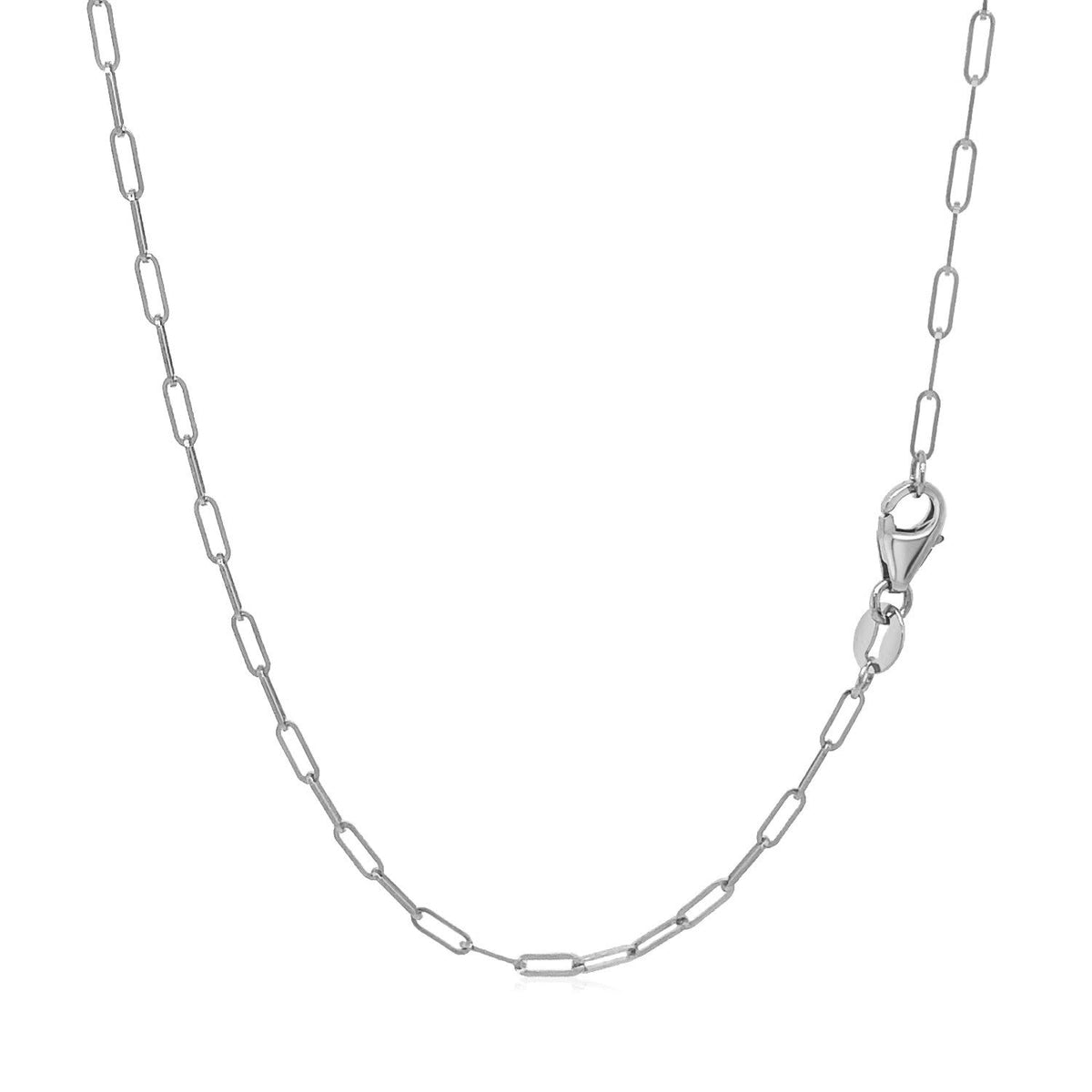 14k white gold fine paperclip chain, 1.50mm, Avera Group, view 3