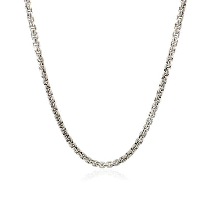 Sterling Silver Rhodium Plated Round Box Chain (2.20 mm) by Avera Group