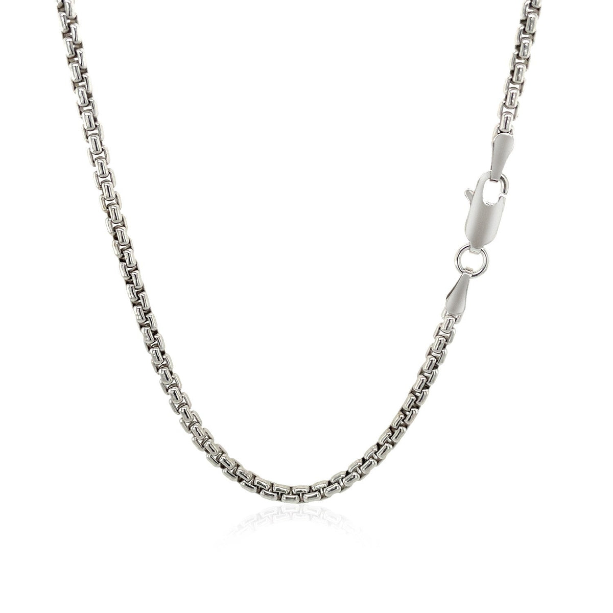 Sterling Silver Rhodium Plated Round Box Chain (2.20 mm) by Avera Group