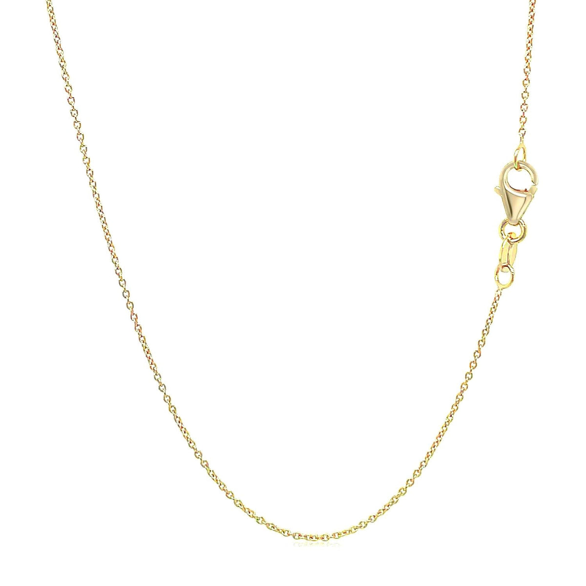 14k yellow gold oval cable link chain, 0.85mm by Avera Group, view 3