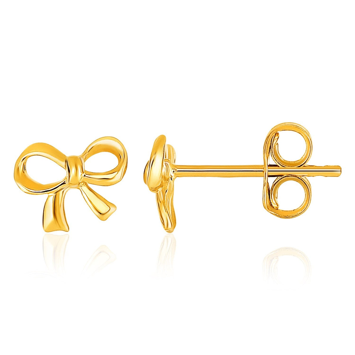 14k yellow gold bow style post earrings by Avera Group
