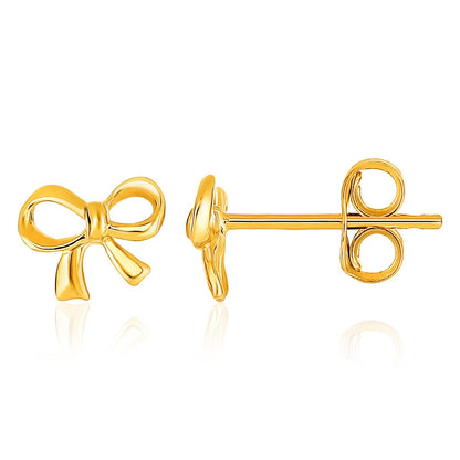 14k yellow gold bow style post earrings by Avera Group