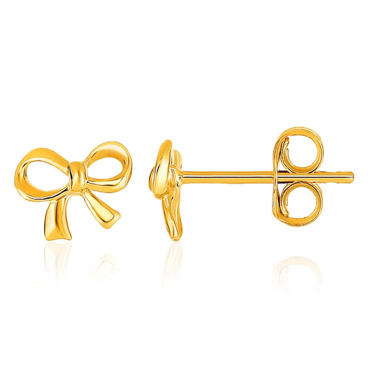 14k yellow gold bow style post earrings by Avera Group