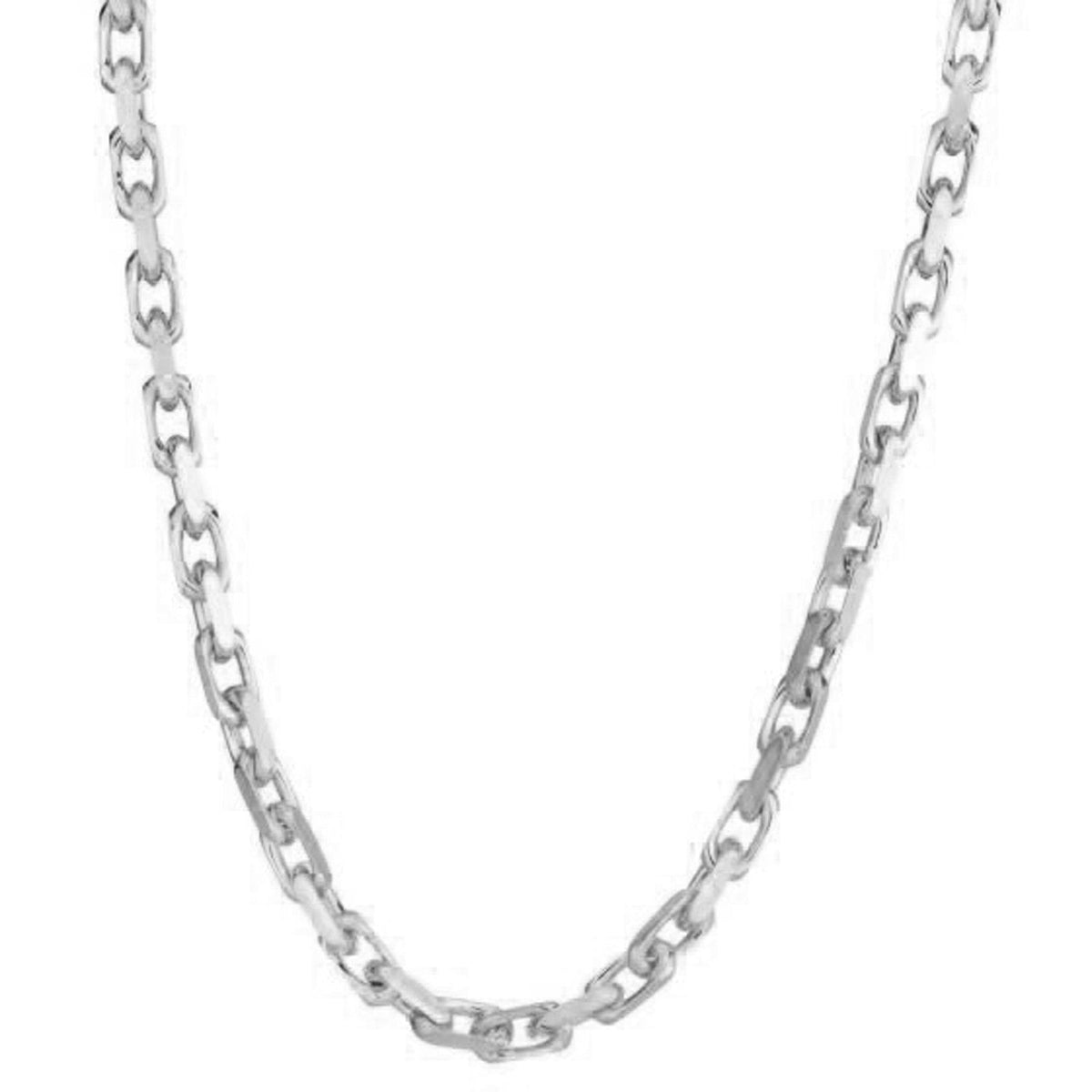 14k white gold French cable link chain, 4.80mm, Avera Group, view 2