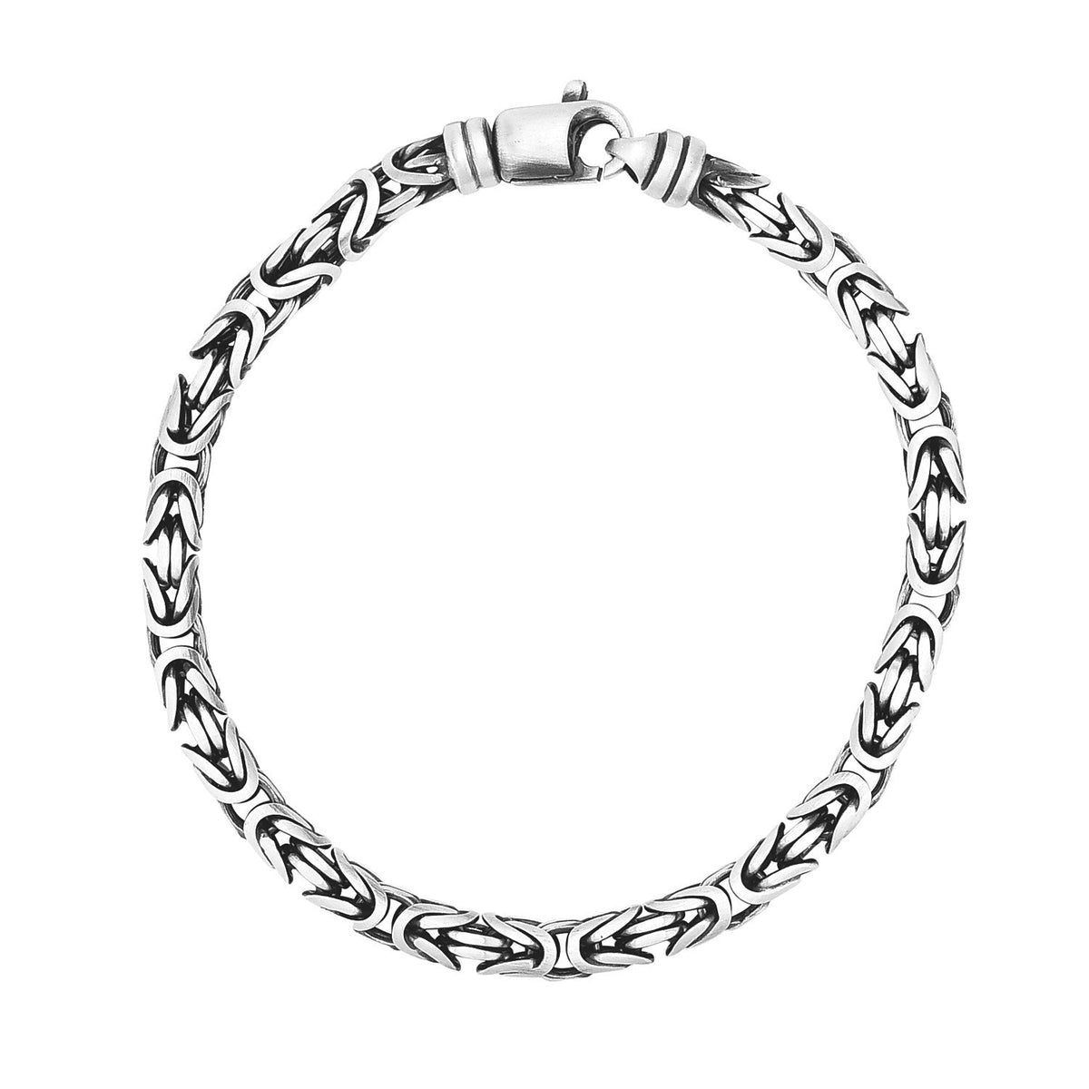 Sterling Silver Gunmetal Finish Byzantine Chain Bracelet by Avera Group