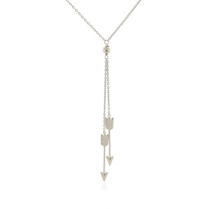 Sterling Silver 18 inch Lariat Necklace with Two Arrows by Avera Group