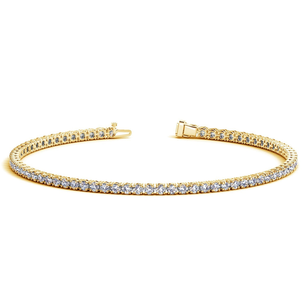 Lab Grown Round Diamond Tennis Bracelet in 14k Yellow Gold (2 cctw F/G VS2/SI1) by Avera Group