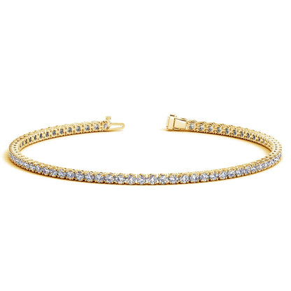 Lab Grown Round Diamond Tennis Bracelet in 14k Yellow Gold (2 cctw F/G VS2/SI1) by Avera Group