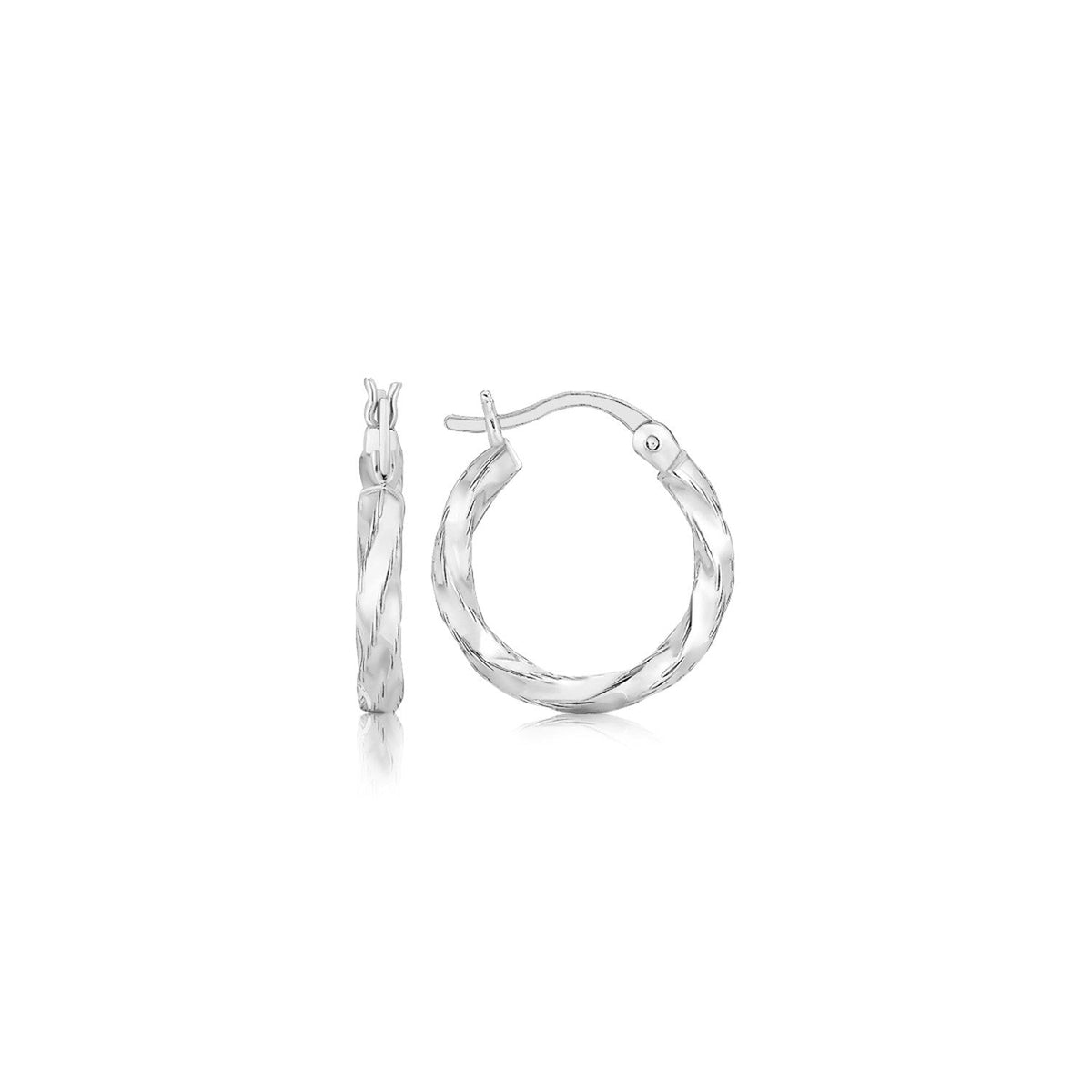Sterling Silver Polished Twist Design Hoop Earrings by Avera Group