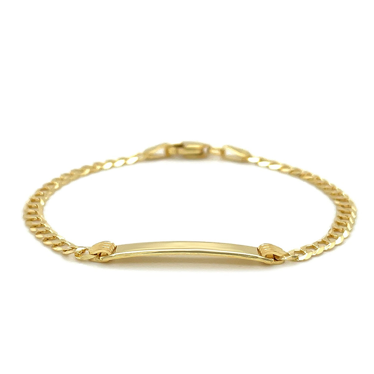 14k yellow gold children's curb link ID bracelet, Avera Group, view 2