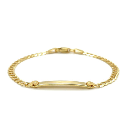 14k yellow gold children's curb link ID bracelet, Avera Group, view 2