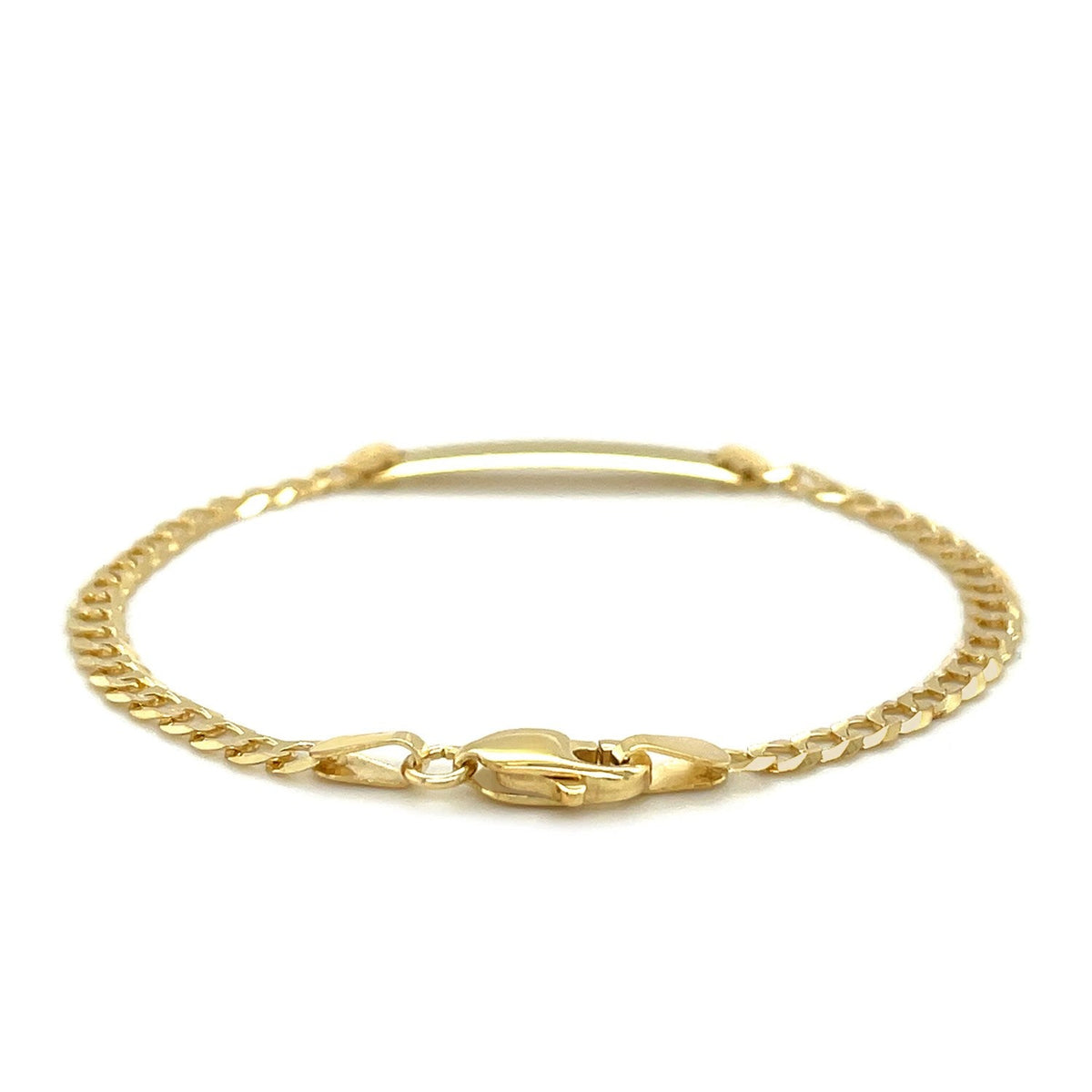 14k yellow gold children's curb link ID bracelet, Avera Group, view 3