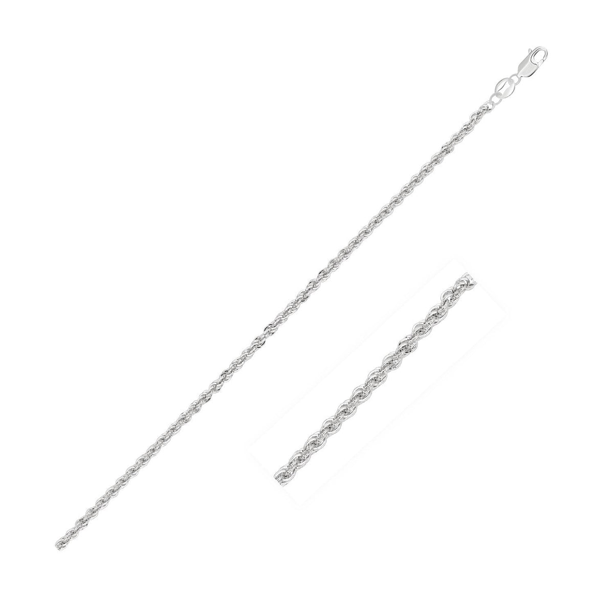 RCJ 2.0mm 14k white gold light rope chain by Avera Group