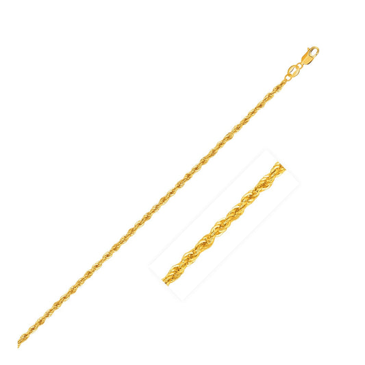 14k yellow gold light rope chain, 1.5mm by Avera Group