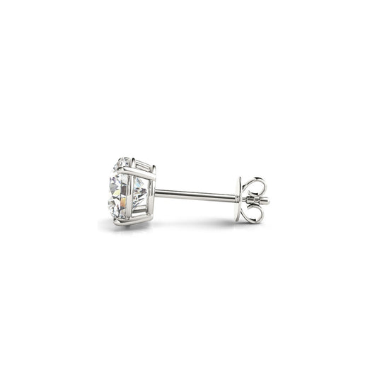 3 ct tw IGI certified lab grown round diamond stud earrings in 14k white gold by Avera Group, view 2