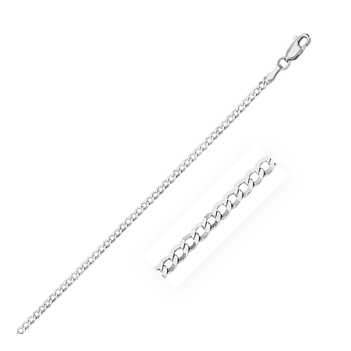 14k white gold curb link anklet, 2.6mm, by Avera Group