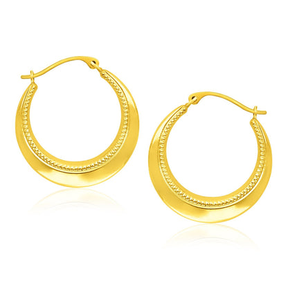 14k yellow gold round rope texture hoop earrings by Avera Group