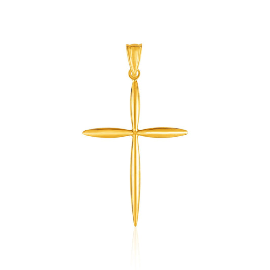 14k yellow gold 1.5 inch rounded and pointed cross pendant by Avera Group