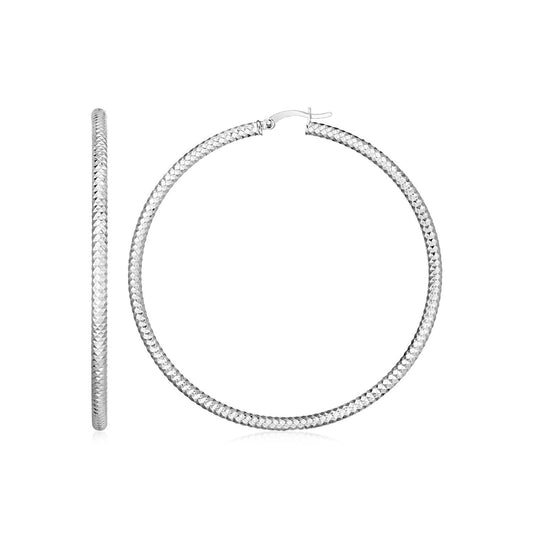 Sterling Silver Large Hoop Earrings with Braid Texture(3x35mm) by Avera Group