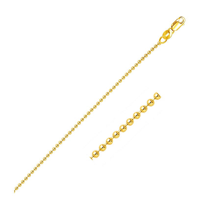 14k yellow gold bead chain 1.50mm by Avera Group