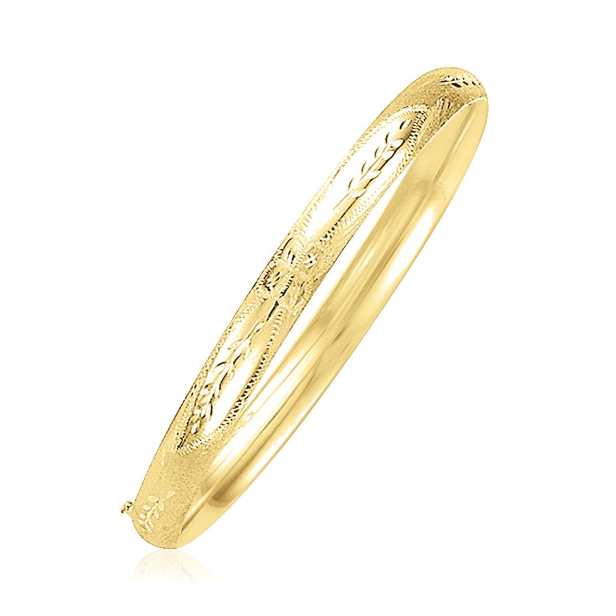 5mm 14k yellow gold Florentine dome bangle by Avera Group