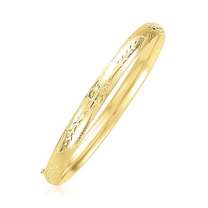 5mm 14k yellow gold Florentine dome bangle by Avera Group