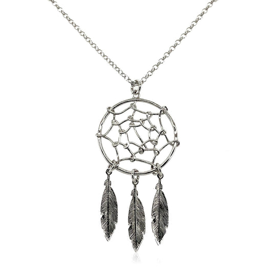 Sterling Silver 17 inch Necklace with Dream Catcher Pendant by Avera Group