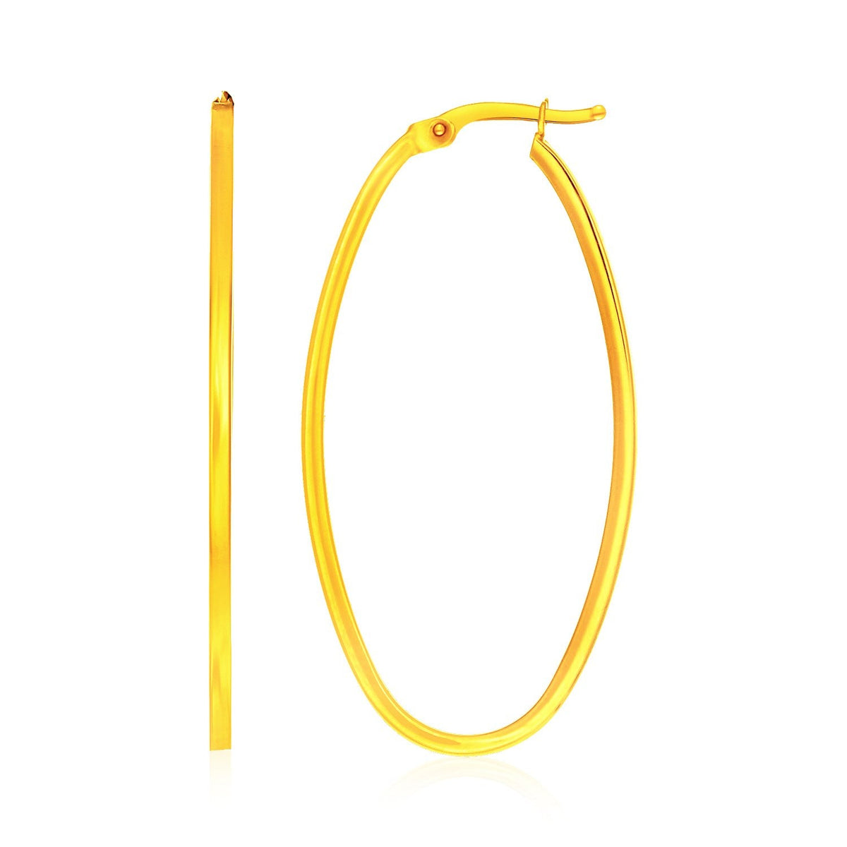 14k yellow gold slim oval hoop earrings by Avera Group