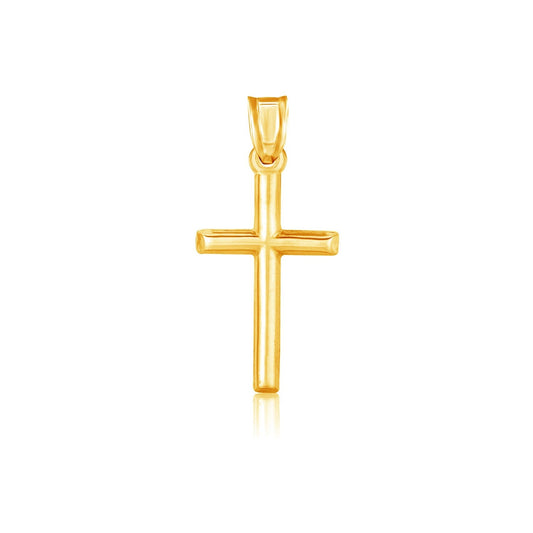 14k yellow gold small high polish cross pendant, 0.98 inch by Avera Group