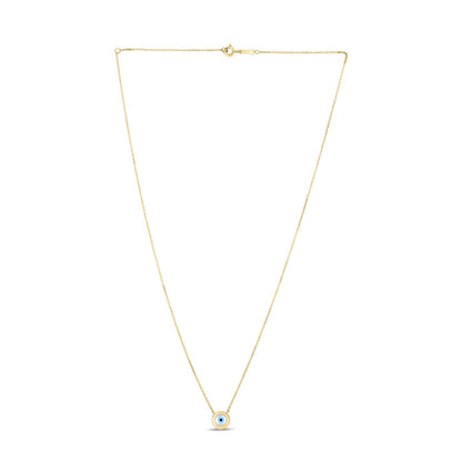 14k yellow gold mother of pearl evil eye necklace by Avera Group