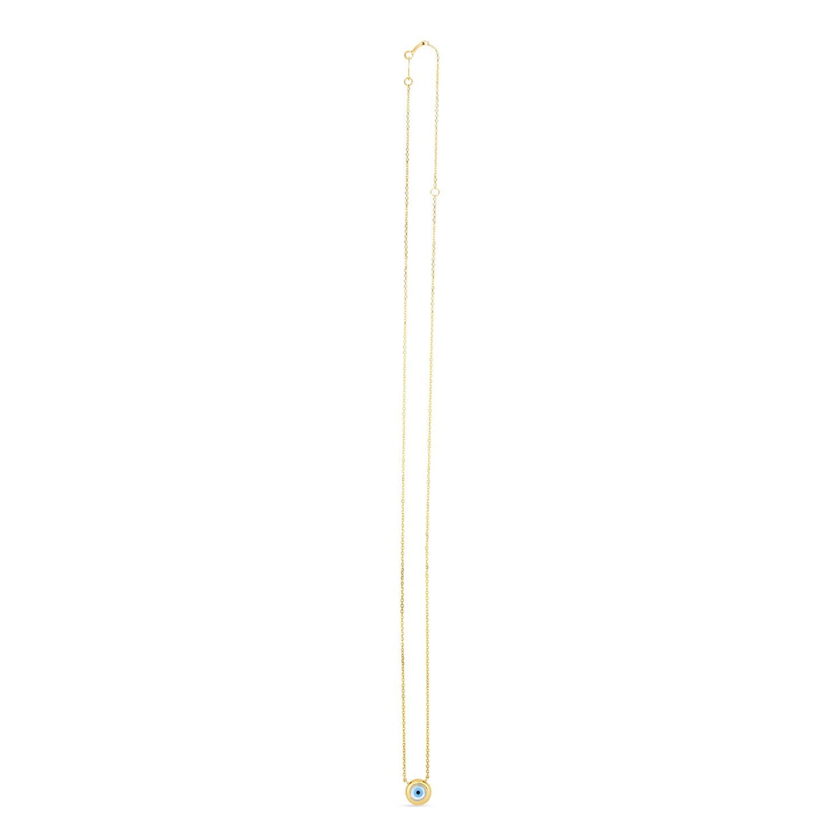 14k yellow gold mother of pearl evil eye necklace by Avera Group, view 2