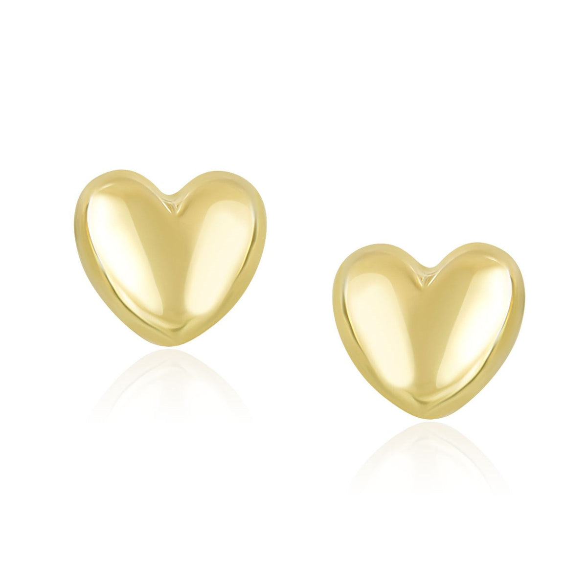 14k yellow gold 8mm puffed heart earrings by Avera Group