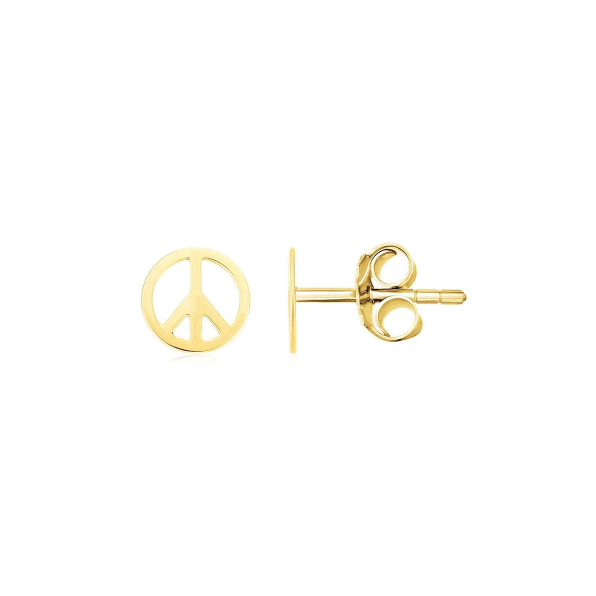 14k yellow gold peace sign post earrings by Avera Group