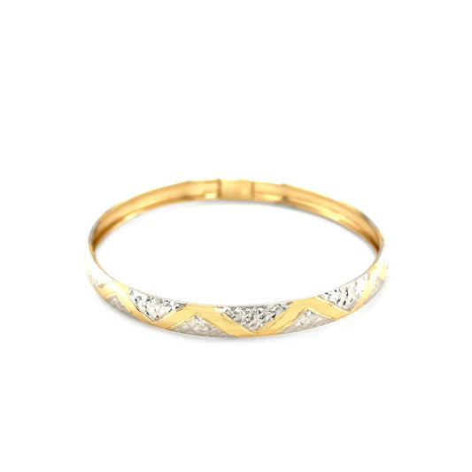 Avera Group 6mm 10K two-tone gold zigzag style bangle, view 2
