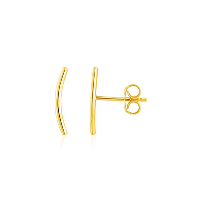 14k yellow gold curve climber post earrings, Avera Group