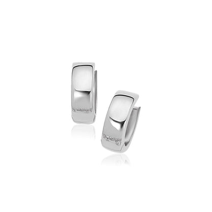 Avera Group 10K white gold snuggable hoop earrings