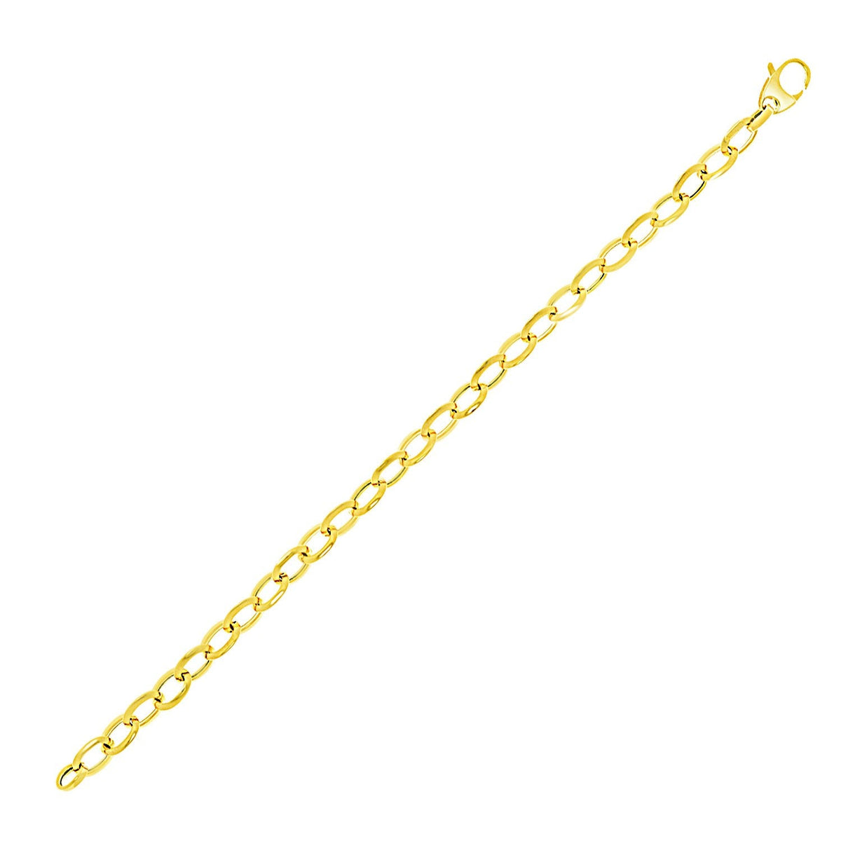 14k yellow gold oval cable chain bracelet, 6.35mm, Avera Group