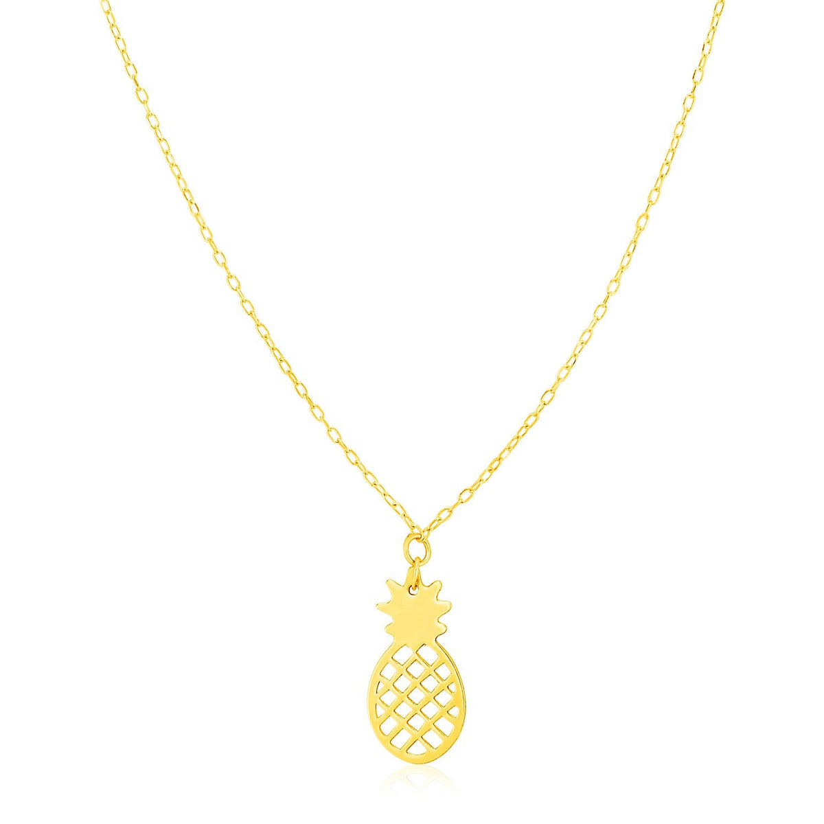 14k yellow gold 11mm pineapple charm necklace by Avera Group