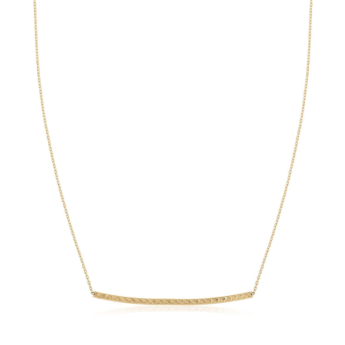 14k yellow gold thin diamond-cut bar necklace, 17 inch by Avera Group