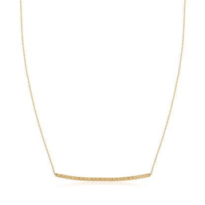 14k yellow gold thin diamond-cut bar necklace, 17 inch by Avera Group