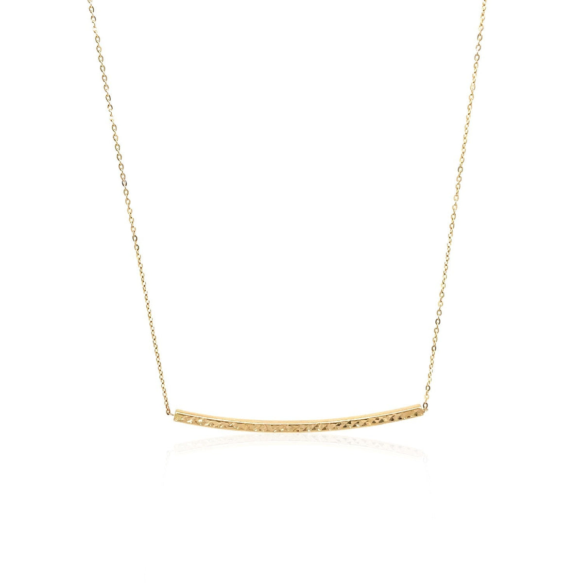 14k yellow gold thin diamond-cut bar necklace, 17 inch, Avera Group, view 2
