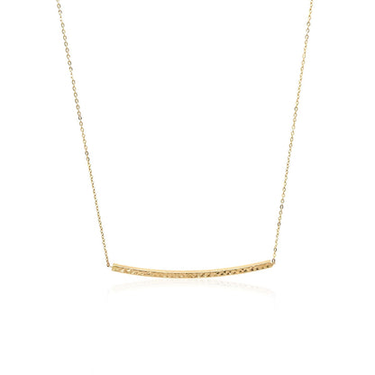 14k yellow gold thin diamond-cut bar necklace, 17 inch, Avera Group, view 2