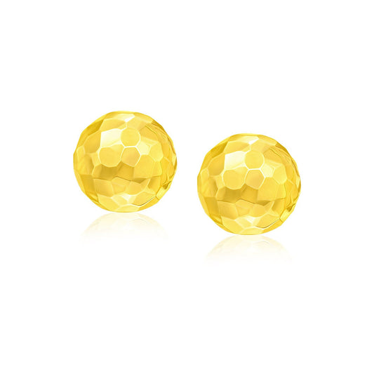 14k yellow gold round faceted stud earrings by Avera Group