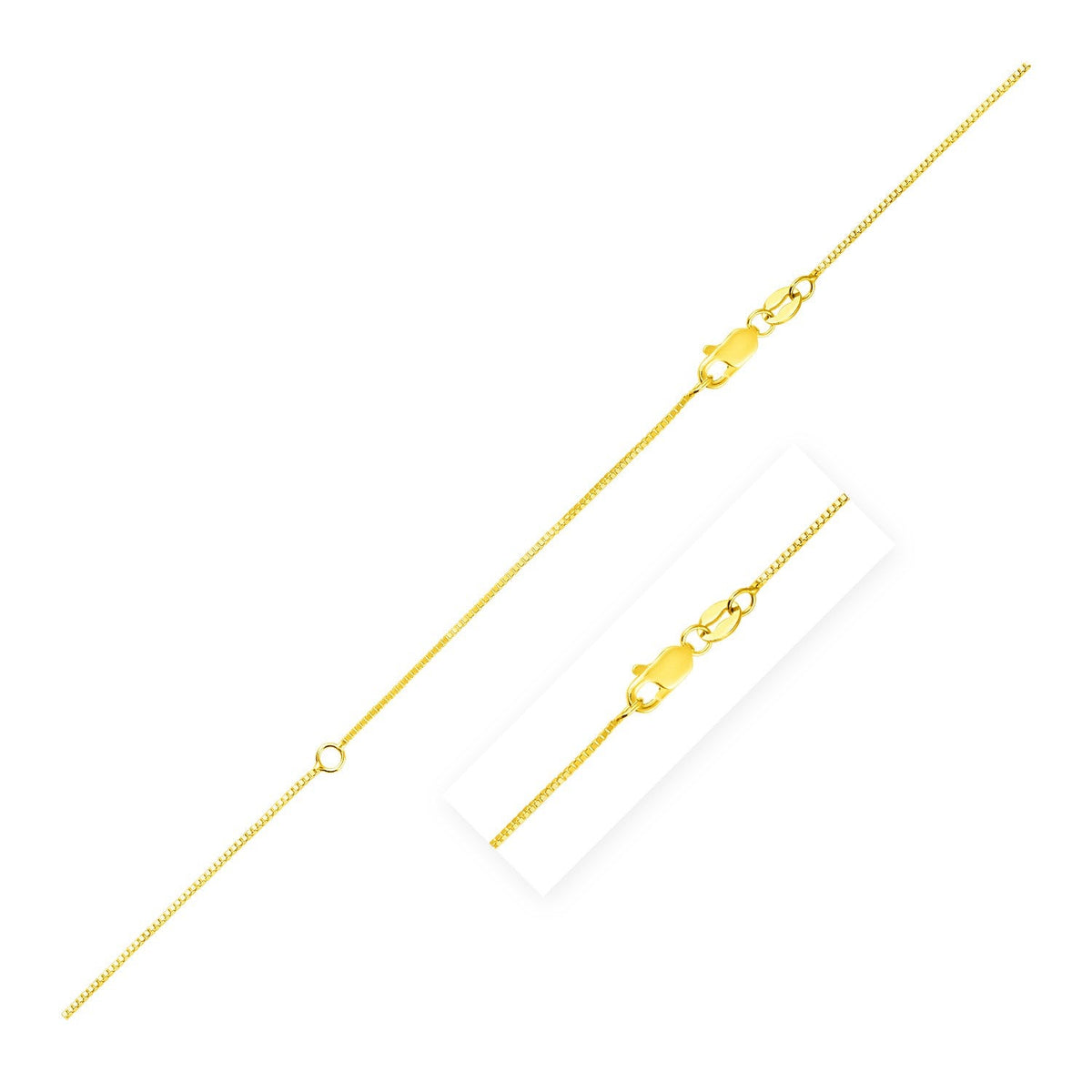 Extendable Box Chain in 14k Yellow Gold (0.70 mm) by Avera Group