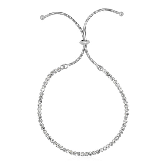 Adjustable Tennis Style Bracelet with Cubic Zirconia in Sterling Silver by Avera Group